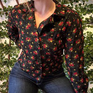 Vintage Jones Wear Floral pattern button up blouse size 8